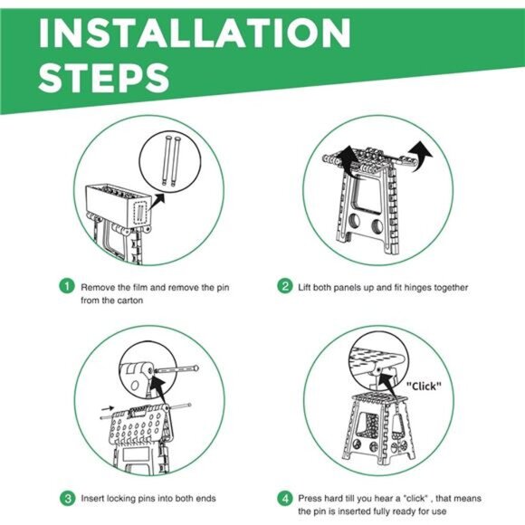 Folding Step Stool 17.5 Inch Foldable Step Stools for Adults & Kids, 400lbs - Picture 5 of 8